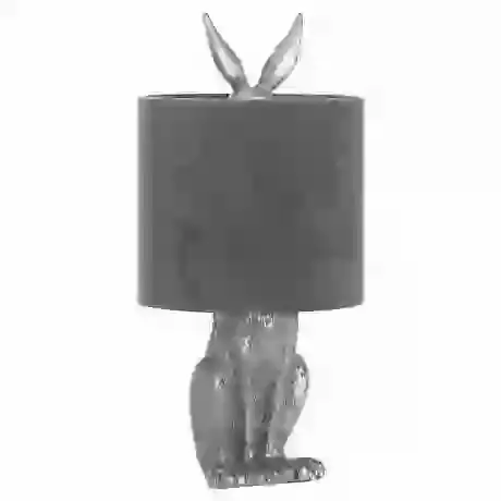This the Silver Hare Table Lamp With Grey Velvet Shade